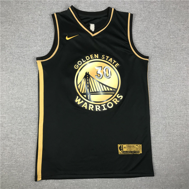 Golden State Warriors #30 Stephen Curry New Black Gold Style 2
