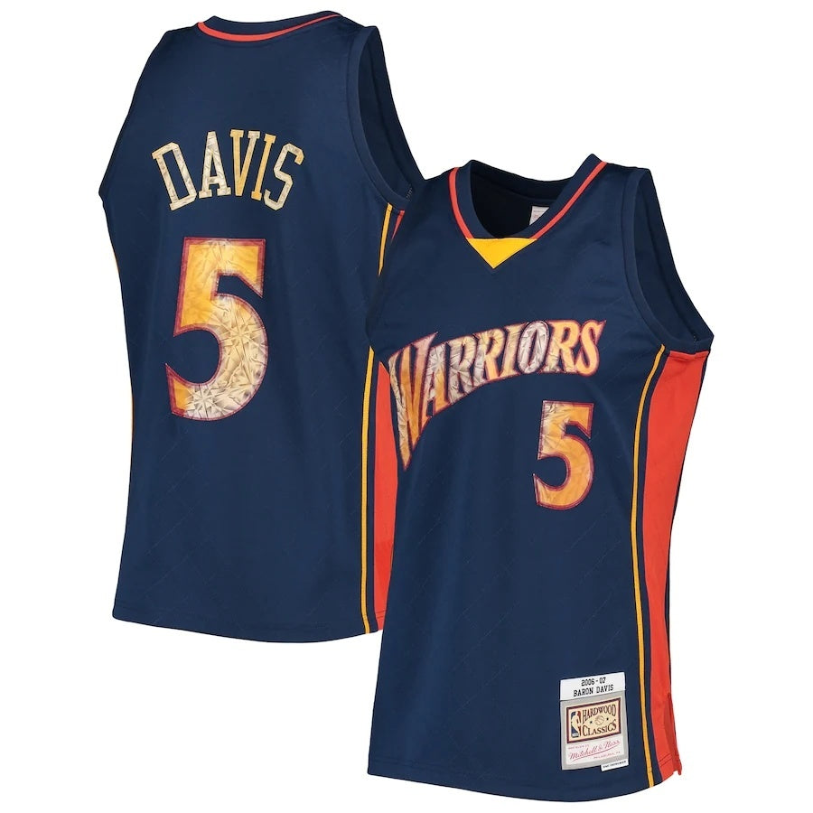 Golden State Warriors #5 Baron Davis Mitchell & Ness 2006-07 Hardwood Classics 75th Anniversary Diamond Swingman Jersey