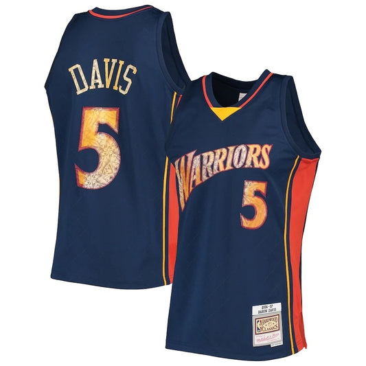 Golden State Warriors #5 Baron Davis Mitchell & Ness 2006-07 Hardwood Classics 75th Anniversary Diamond Swingman Jersey