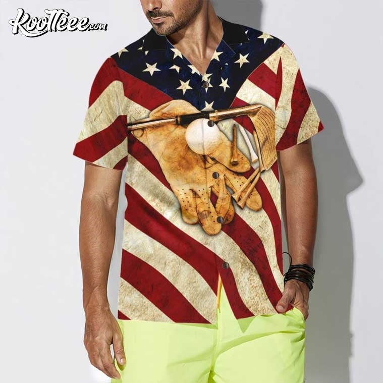Golf American Flag Vintage Hawaiian Shirt