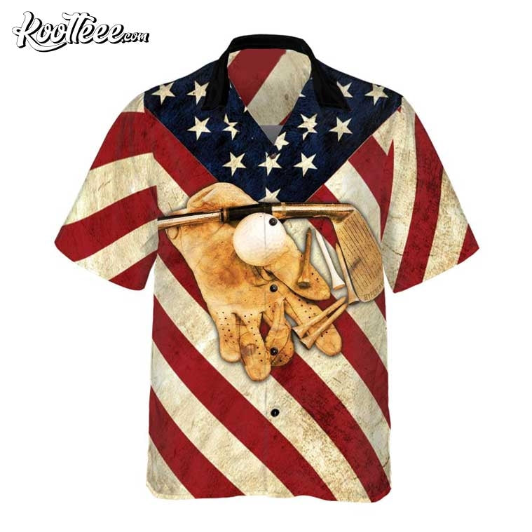 Golf American Flag Vintage Hawaiian Shirt