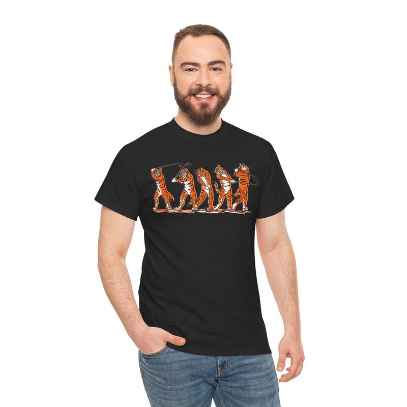 Golf TIGER Swing Gildan-Unisex T-Shirt Cotton Fabric Hoodie, Sweatshirt | InkThreadWorks.com