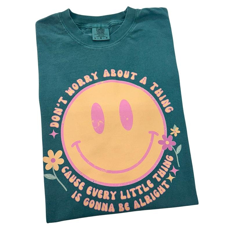 Gonna Be Alright Happy Face Comfort Colors T-Shirt 'NLB' Hoodie, Sweatshirt | InkThreadWorks.com
