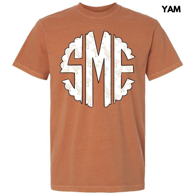 Goose Crazy Monogram Comfort Colors T-Shirt 'NLB' Hoodie, Sweatshirt | InkThreadWorks.com
