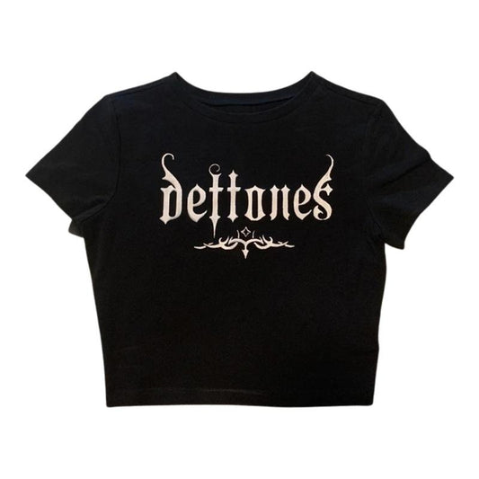 Gothic Emo Girl Baby Tee, Deftones Band Rock Baby Tee, Y2k Top Women Streetwear, Women Fitted T-Shirt, Gothic Emo Girl...