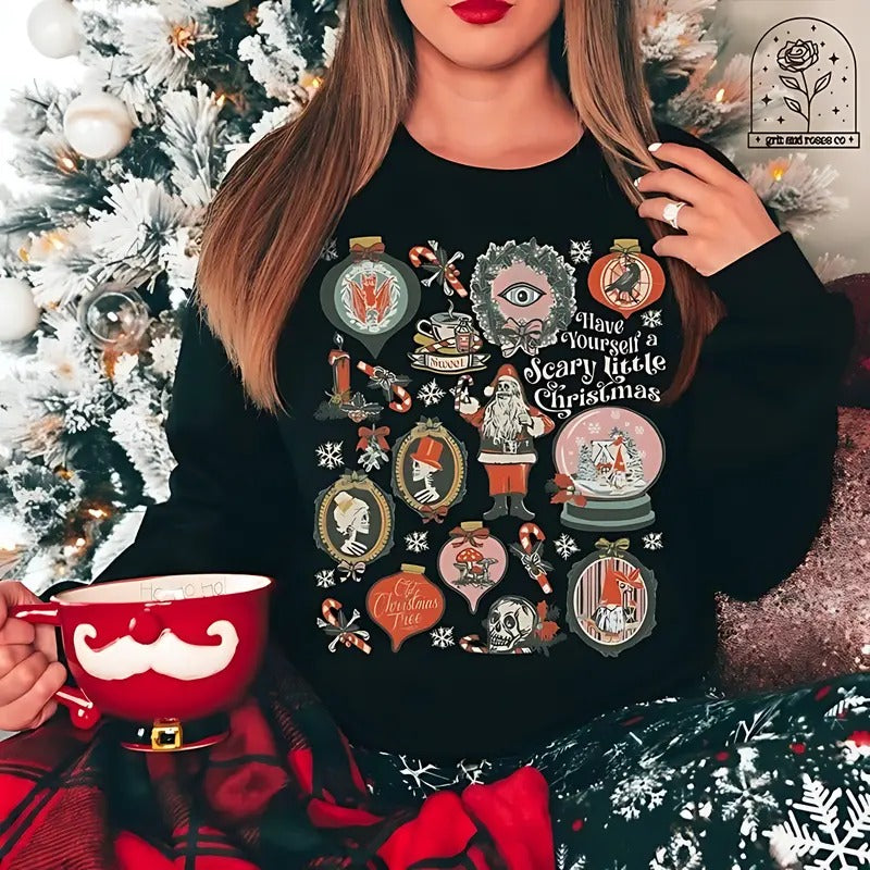 Gothic Krampus T-Shirt Scary Christmas Sweatshirt Collection with Victorian Flair Hoodie | InkThreadWorks.com