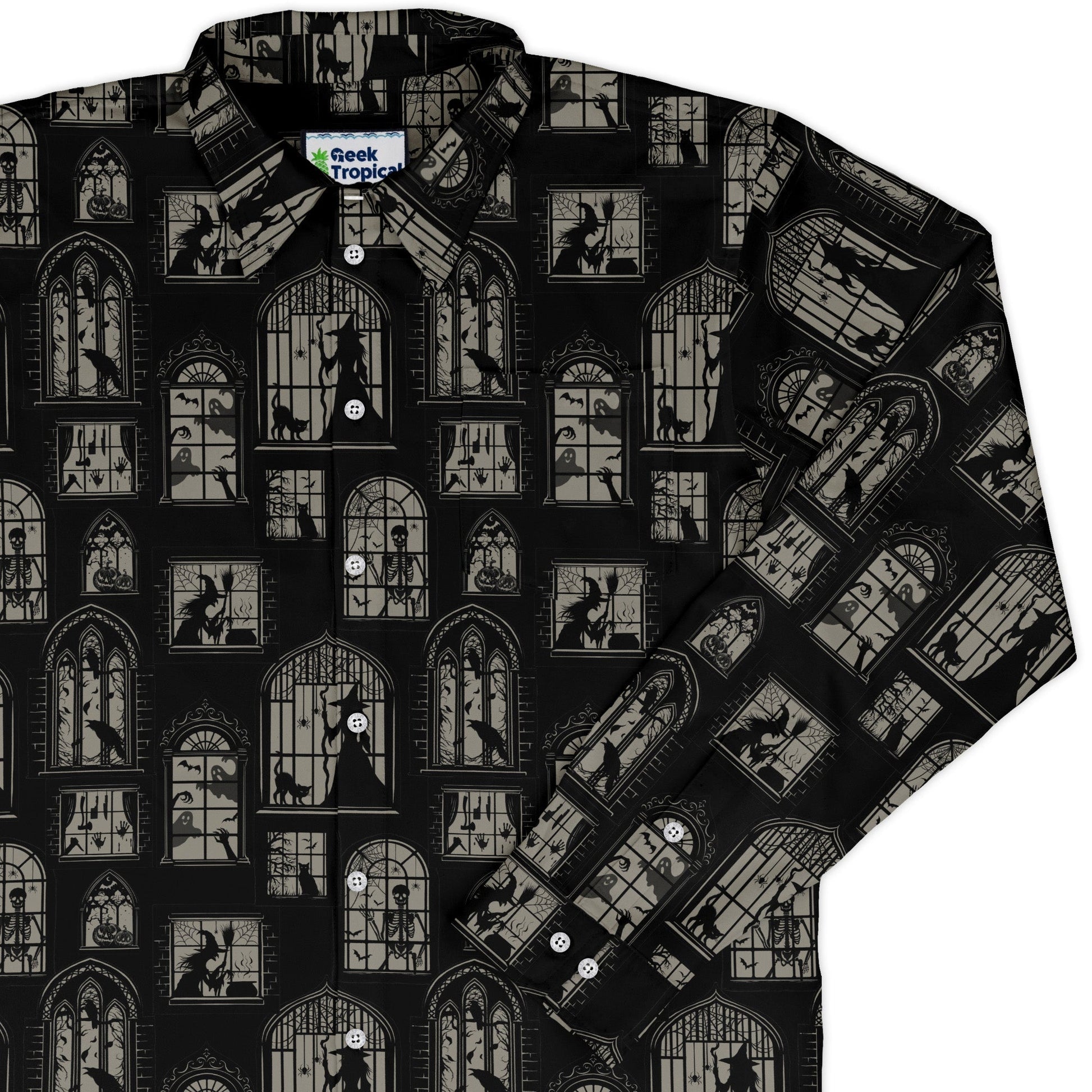 Gothic Windows Long Sleeve Button Up Shirt