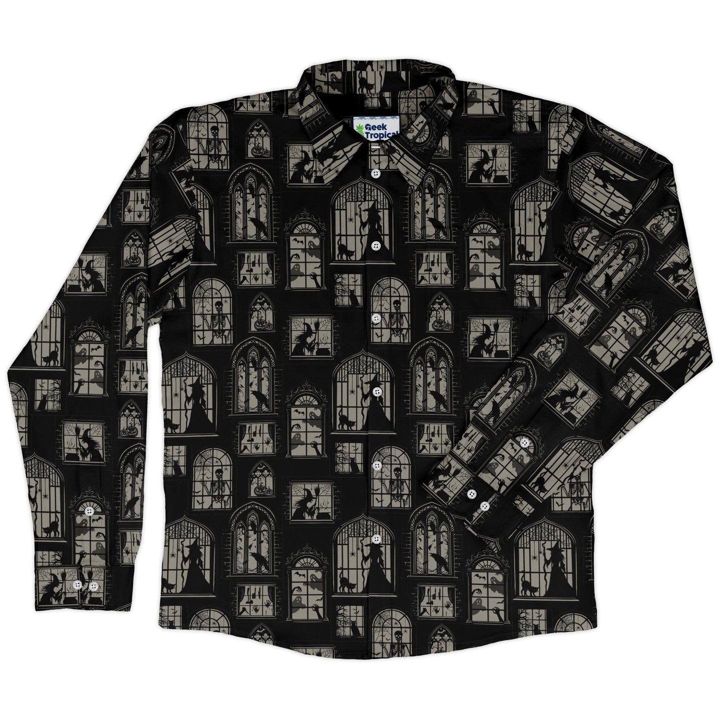 Gothic Windows Long Sleeve Button Up Shirt