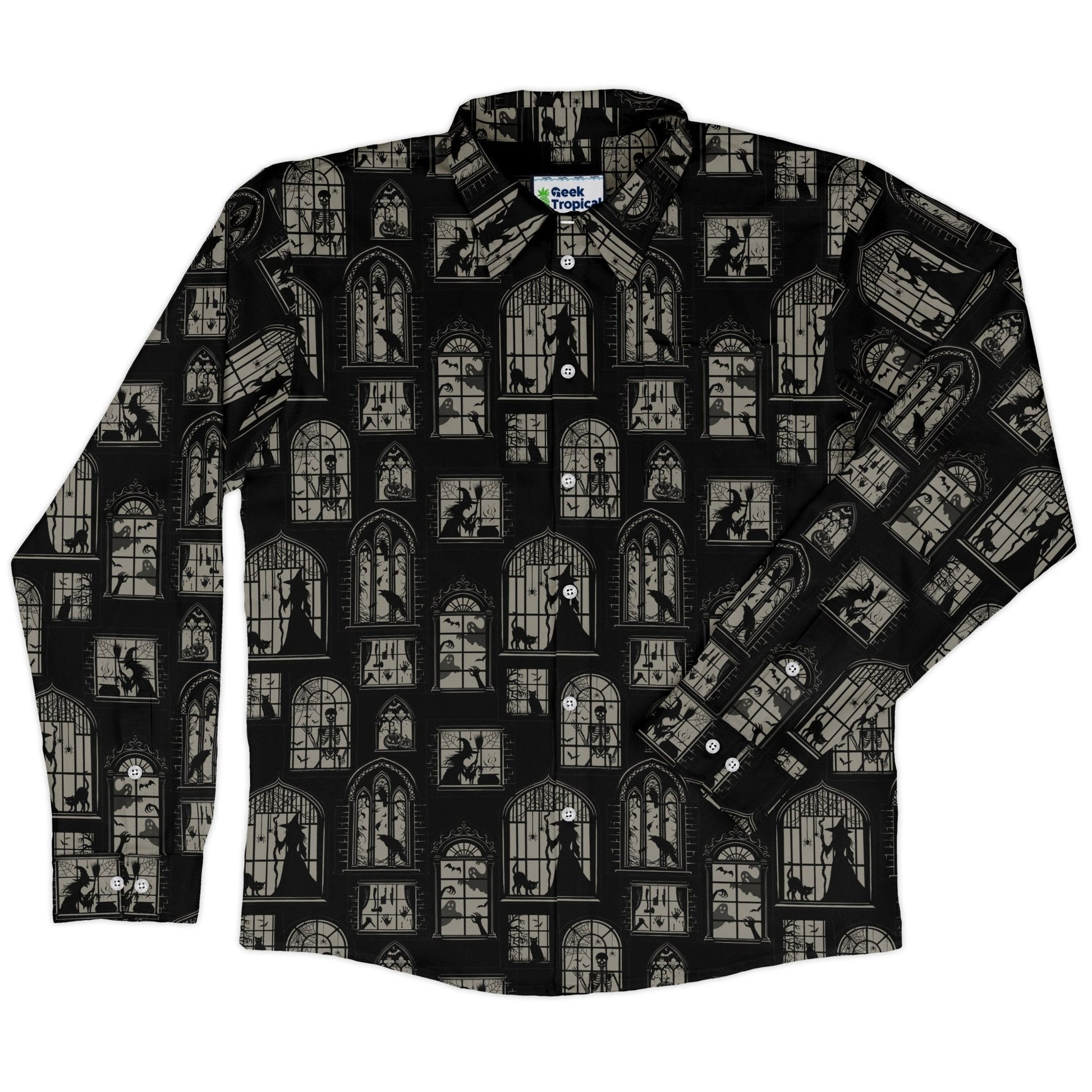 Gothic Windows Long Sleeve Button Up Shirt