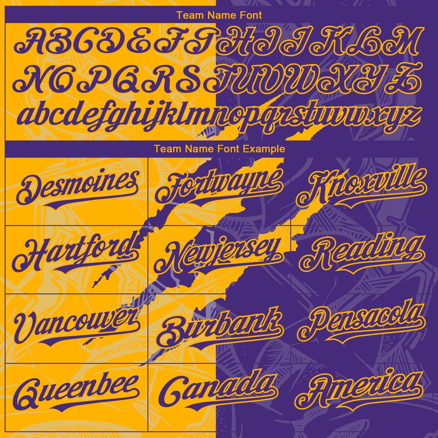 Custom Graffiti Pattern Purple-Gold 3D Scratch Authentic Baseball Jersey