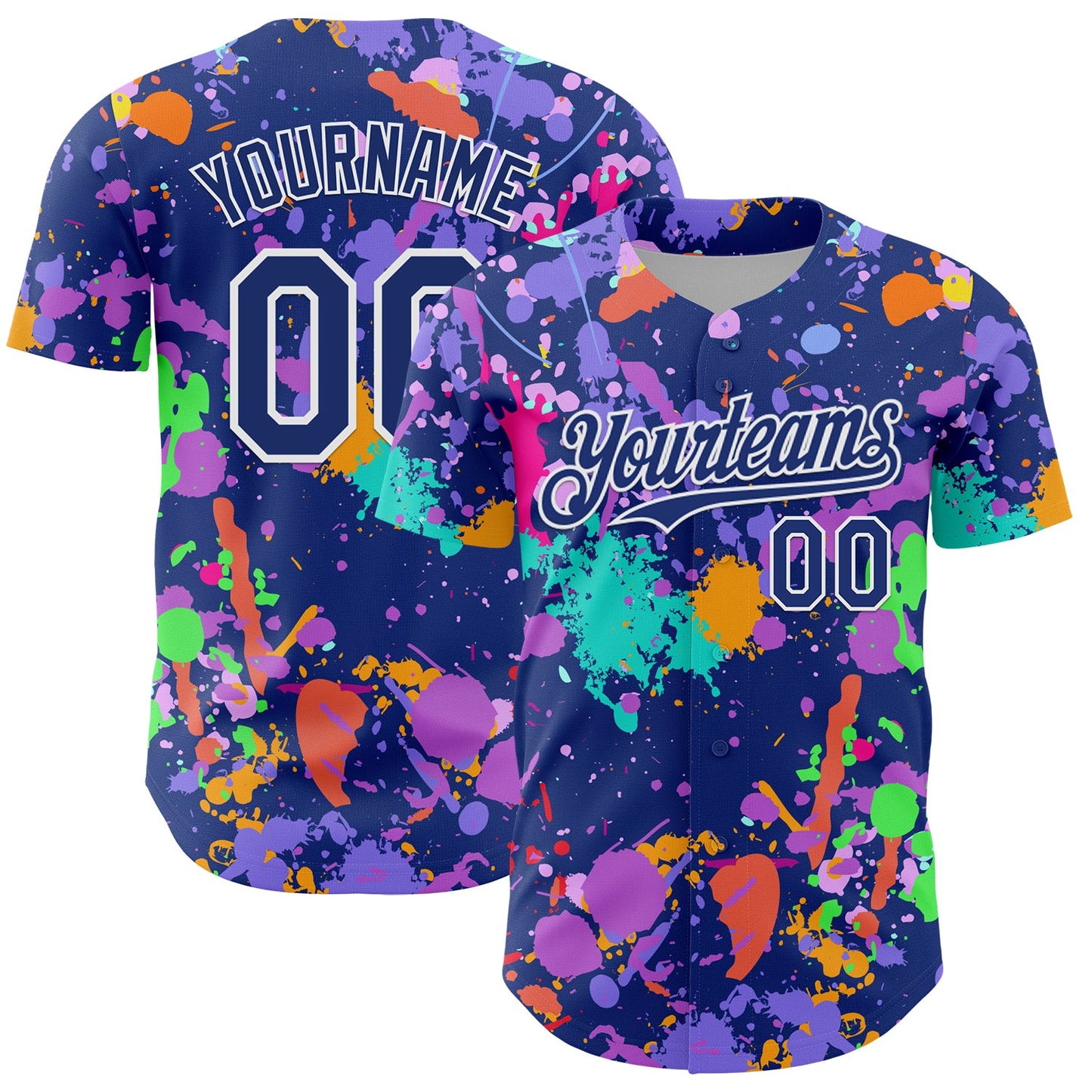 Custom Graffiti Pattern Royal-White Authentic Baseball Jersey