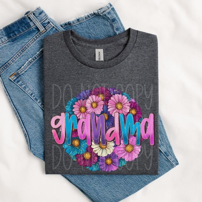 Grandma Glitter Floral DTF Transfers - THIS IS NOT A SHIRT Hoodie, Sweatshirt | InkThreadWorks.com