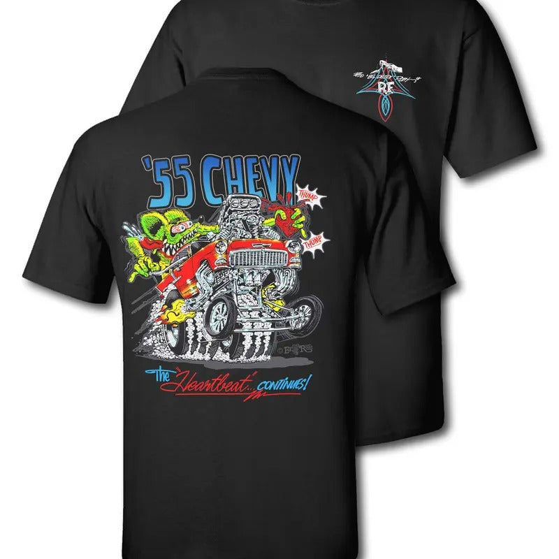 Graphic Tees Rat Fink "Big Daddy" 55 Chevy - The Heartbeat of America Casual Cotton