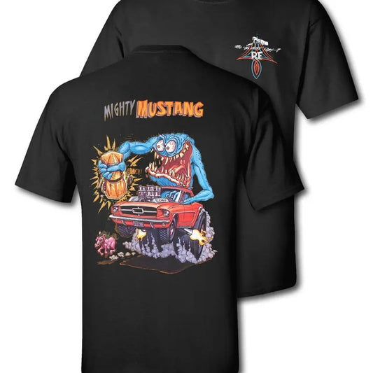 Graphic Tees Rat Fink "Big Daddy" HotRod Mighty Mustang Casual Cotton