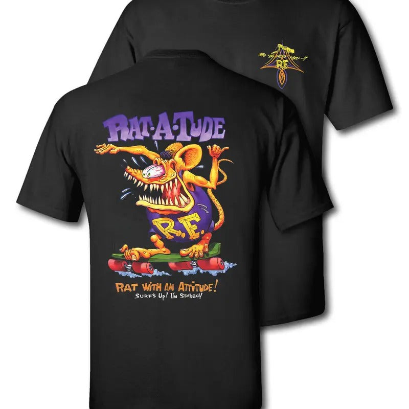 Graphic Tees Rat Fink Ed "Big Daddy" Roth Rat A Tude Casual Cotton