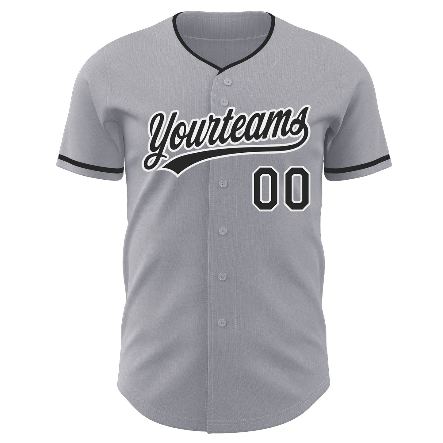 Custom Gray Black-White Authentic Baseball Jersey