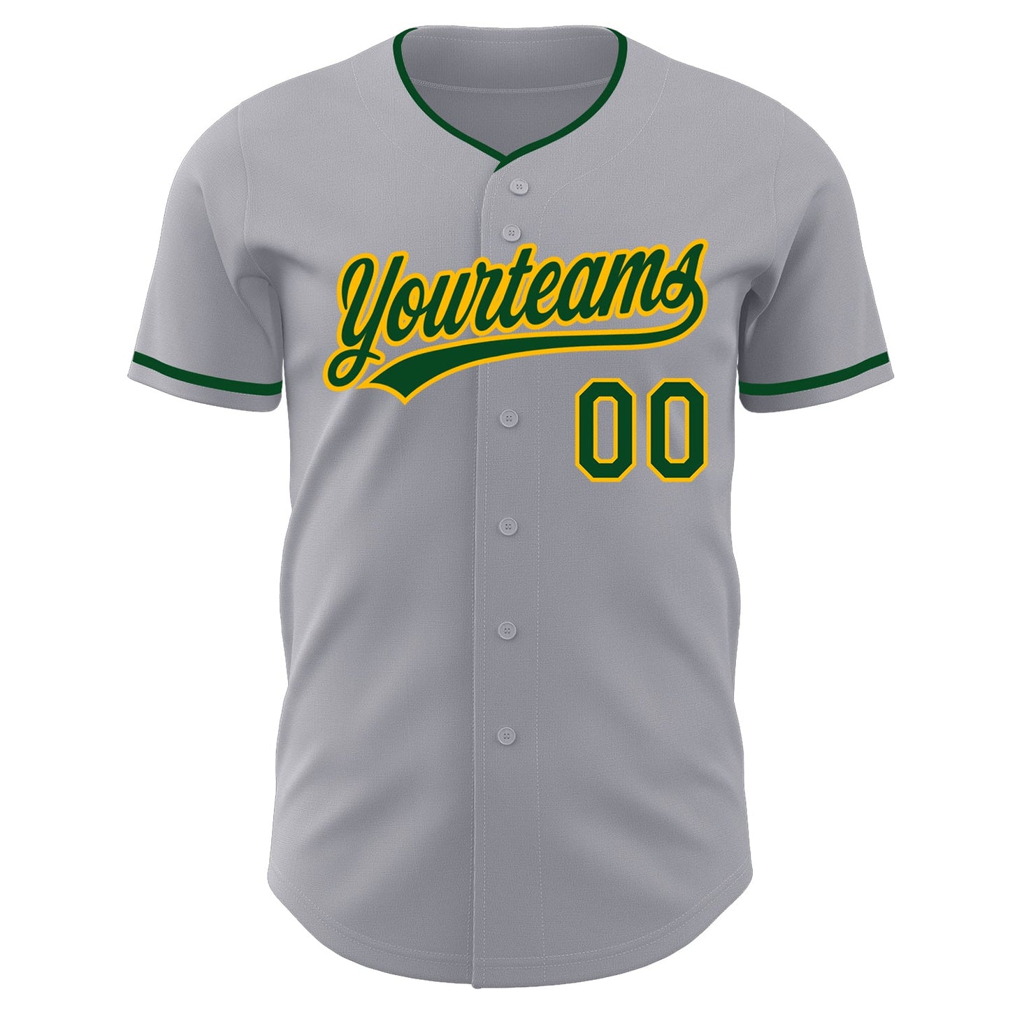 Custom Gray Green-Gold Authentic Baseball Jersey