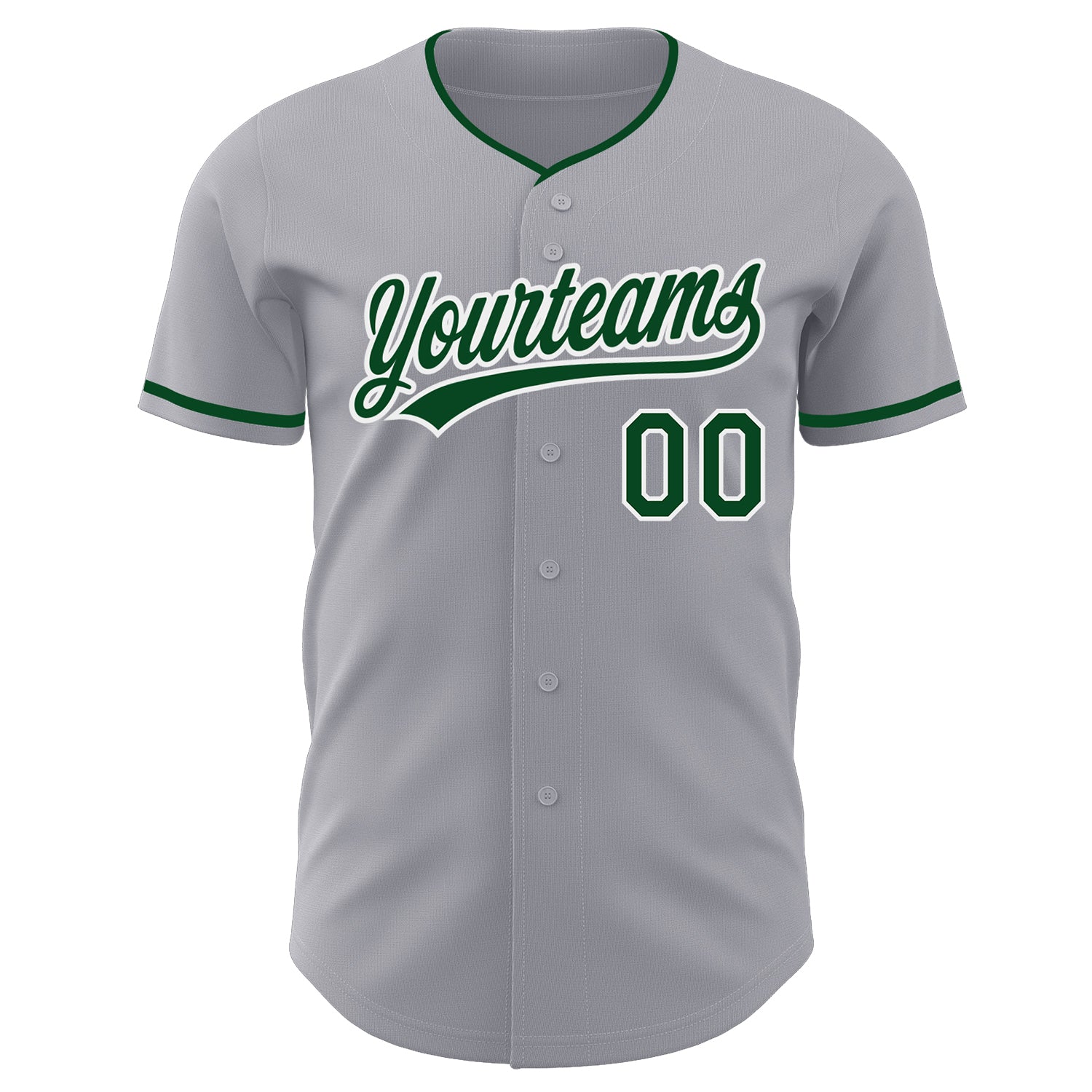Custom Gray Green-White Authentic Baseball Jersey