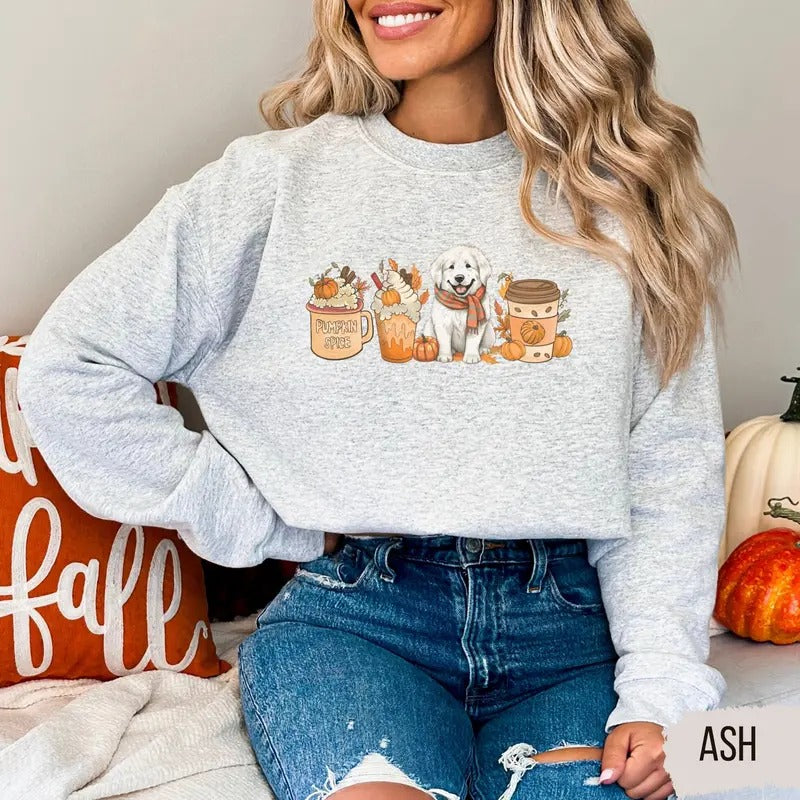 Great Pyrenees fall Sweatshirt, Great Pyrenees mom T-shirt Hoodie | InkThreadWorks.com