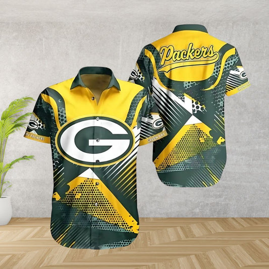 Green Bay Packers Hawaiian Shirt Bold Geometric Design 179694