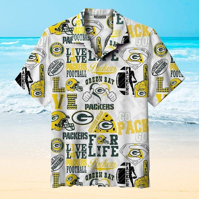 Green Bay Packers Hawaiian Shirt Fan Life Collage Design