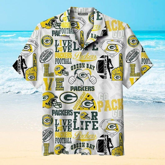 Green Bay Packers Hawaiian Shirt Fan Life Collage Design