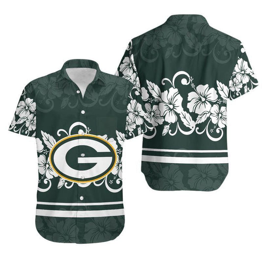 Green Bay Packers Floral Crest Hawaiian Shirt 542110
