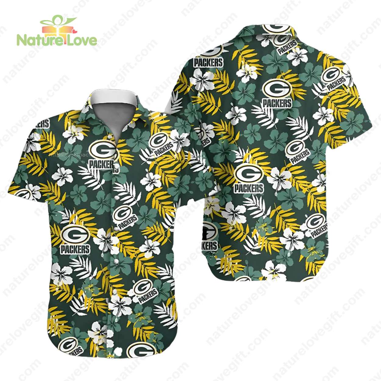 Green Bay Packers Floral Tropical Hawaiian Shirt Packers Aloha
