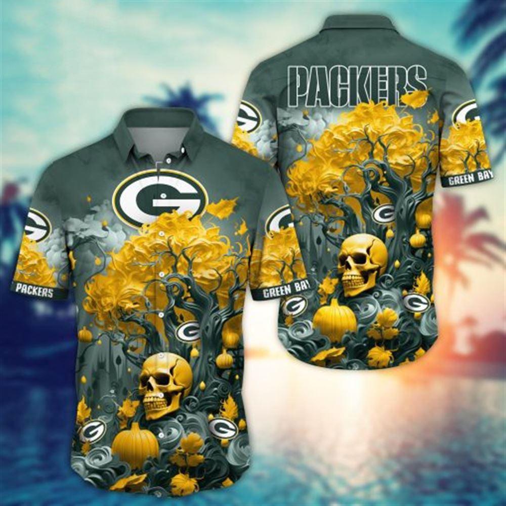 Green Bay Packers Halloween Skull Hawaiian Shirt 454799