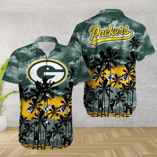 Green Bay Packers Hawaiian Shirt Island Breeze Sunset Design