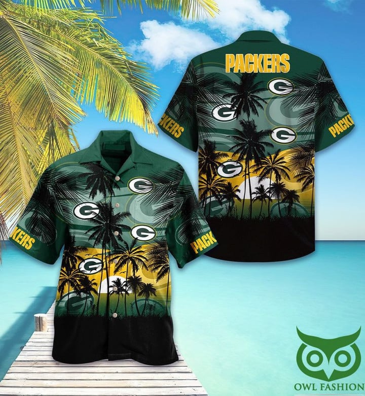 Green Bay Packers Hawaiian Shirt Palm Sunset Design 202259