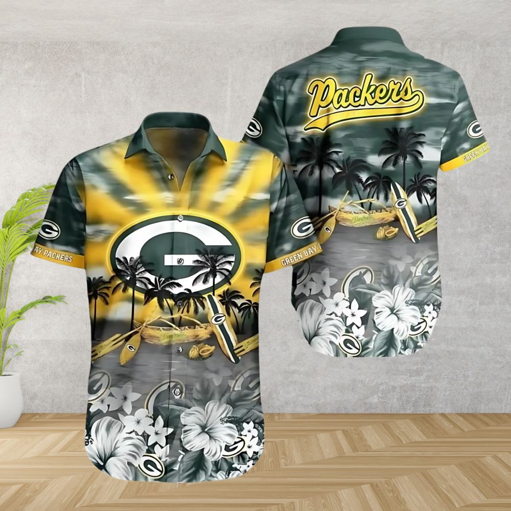 Green Bay Packers Hawaiian Shirt Gold Wave Design 250769