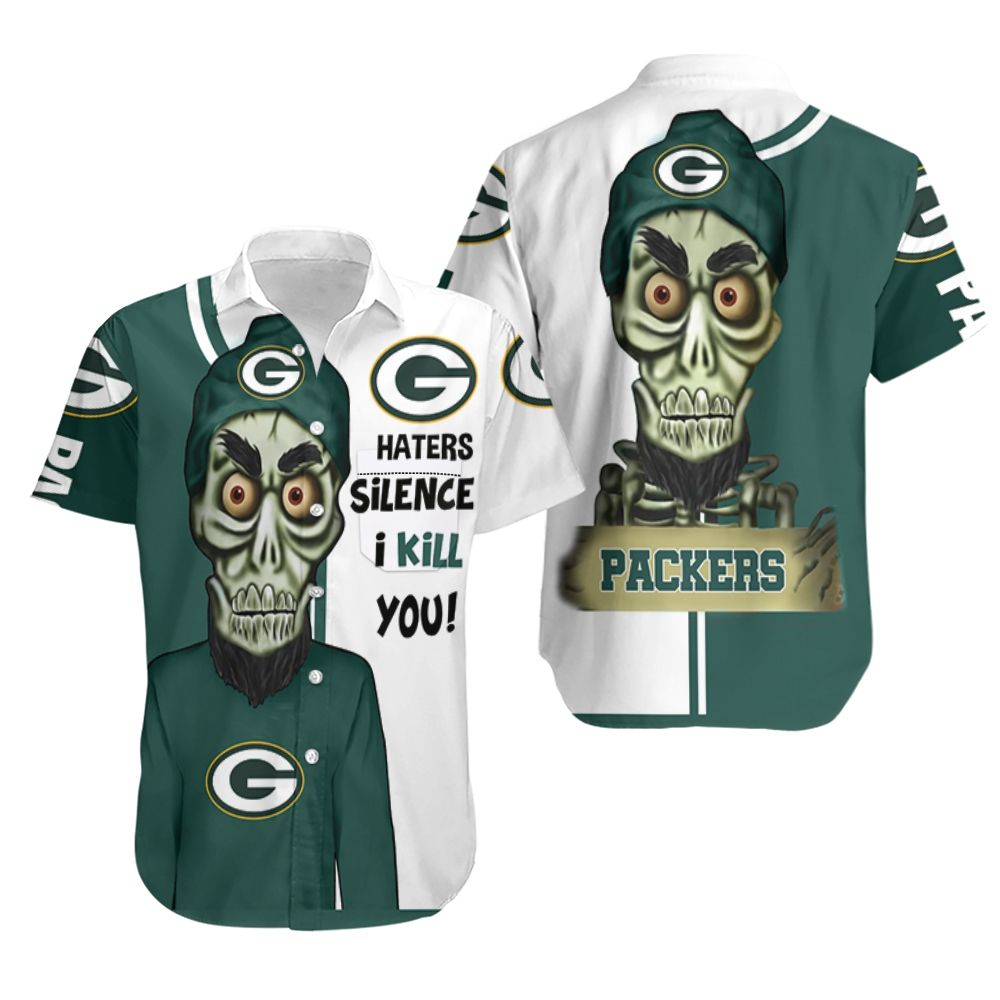 Green Bay Packers Hawaiian Shirt Silence Skull Design 882426