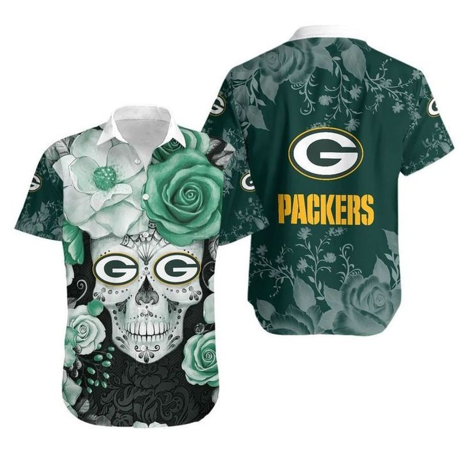 Green Bay Packers Hawaiian Shirt Skull Bloom Design 650789