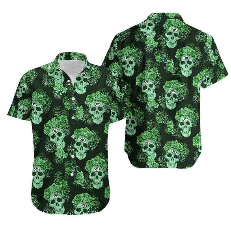 Green Bay Packers Hawaiian Shirt Skull Garden Design 782787