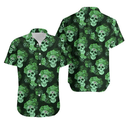 Green Bay Packers Hawaiian Shirt Skull Garden Design 782787