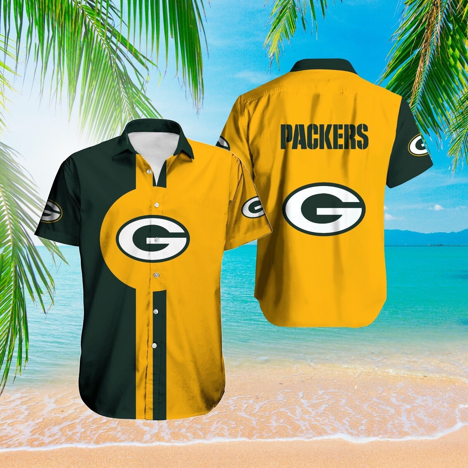Green Bay Packers Hawaiian Shirt Sunset Stripe Design 661832