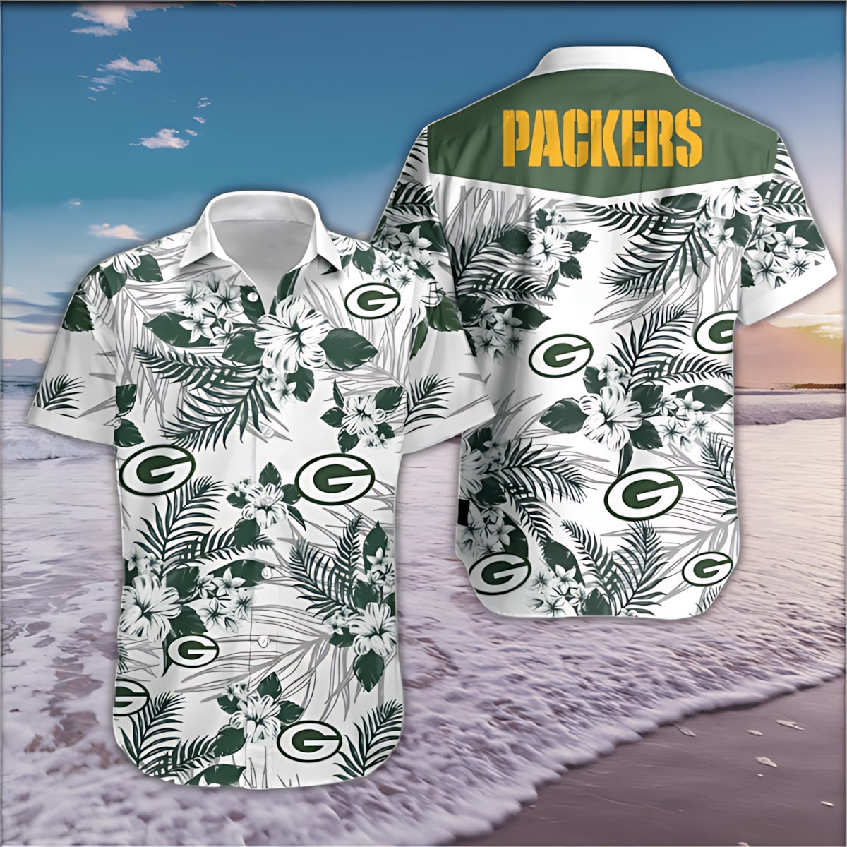 Green Bay Packers Hawaiian Shirt Tropical Flora Design 912289