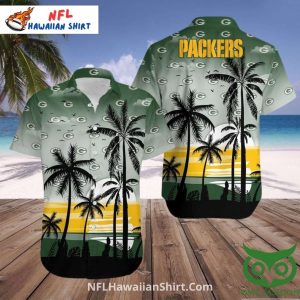 Green Bay Packers Tropical Sunset Palm Tree Hawaiian Shirt