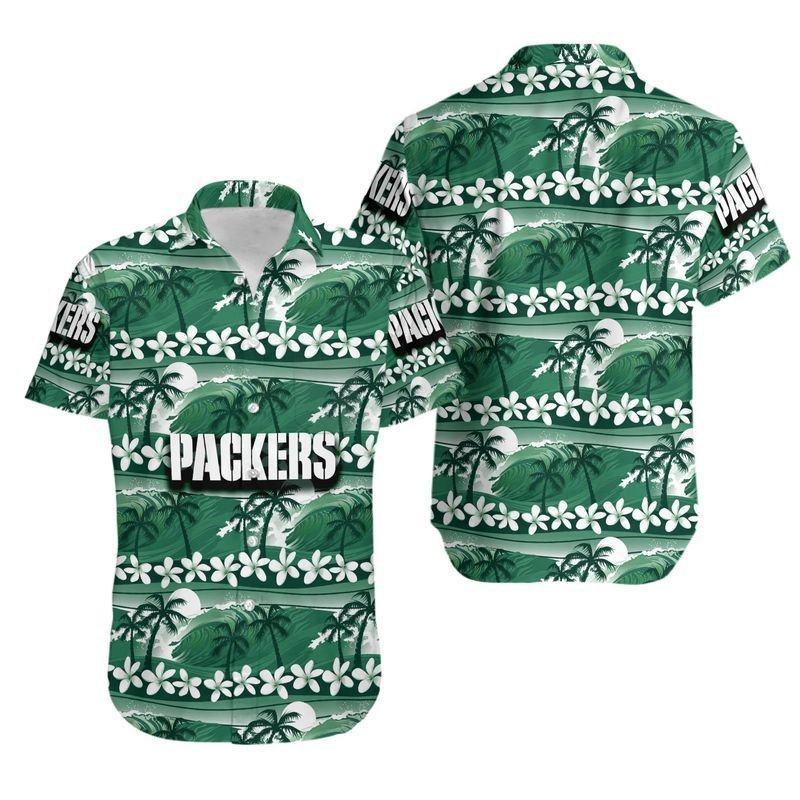 Green Bay Packers Hawaiian Shirt Tropical Waves Design 473838