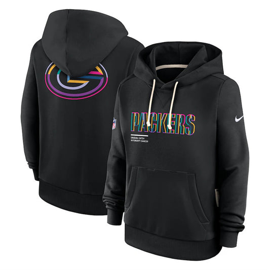 Green Bay Packers Black 2025 Crucial Catch Club Pullover Hoodie(Run Small)