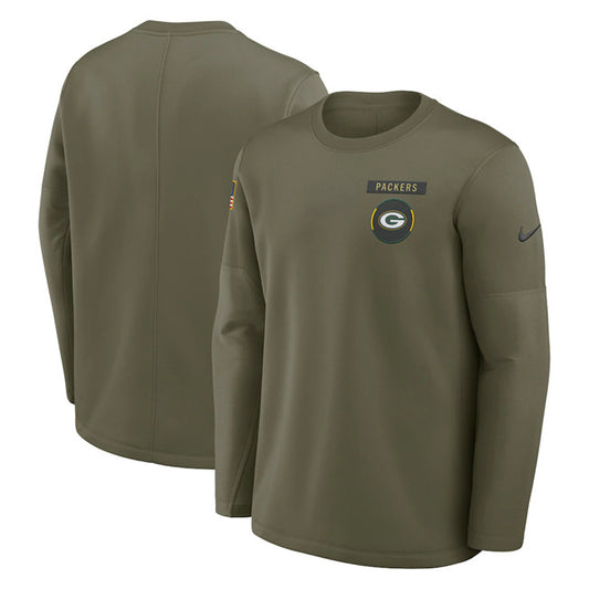 Green Bay Packers Olive 2025 Salute to Service Sideline Coaches Therma-FIT Long
