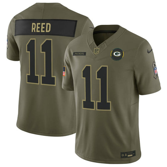 Green Bay Packers #11 Jayden Reed Olive 2025 F.U.S.E. Salute to Service Limited