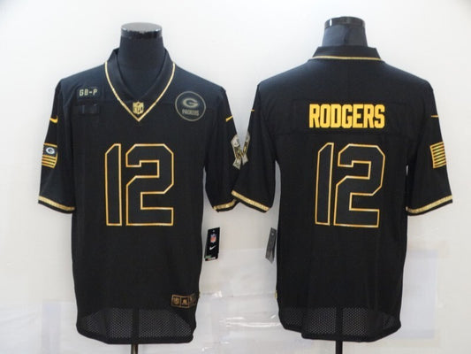Green Bay Packers #12 Aaron Rodgers 20 Salute Retro Gold 776