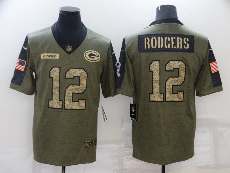 Green Bay Packers #12 Aaron Rodgers 21 Salute Camo Text 056