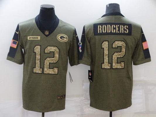 Green Bay Packers #12 Aaron Rodgers 21 Salute Camo Text 056