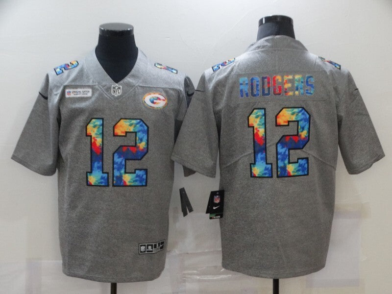Green Bay Packers #12 Aaron Rodgers Hemp Gray Rainbow 985