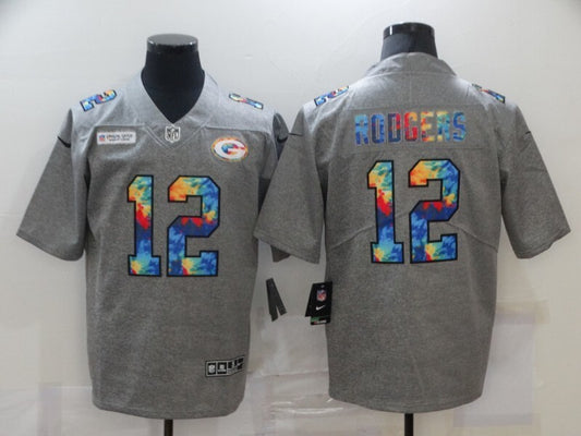 Green Bay Packers #12 Aaron Rodgers Hemp Gray Rainbow 985
