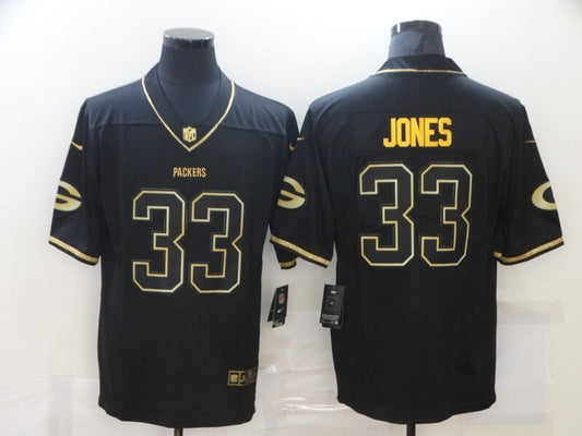 Green Bay Packers #33 Aaron Jones Black Retro Gold 203