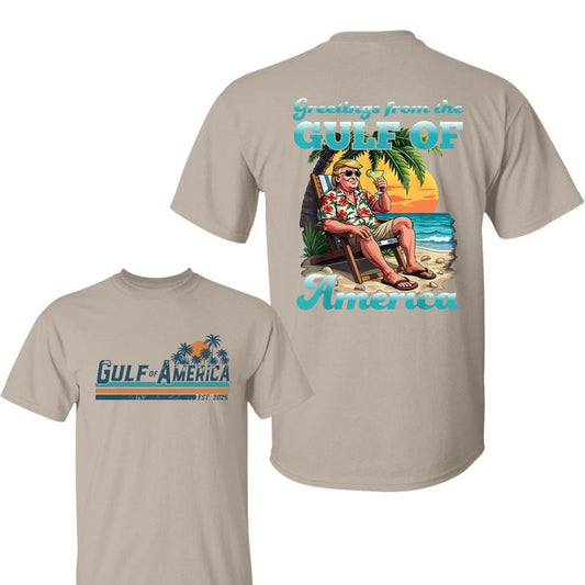 Greeting From The Patriotic Gulf Of USA America Retro Shirt, Gulf Of America Est 2025 Graphic Printed Classic Cotton Unisex Shirt, For Men And Women